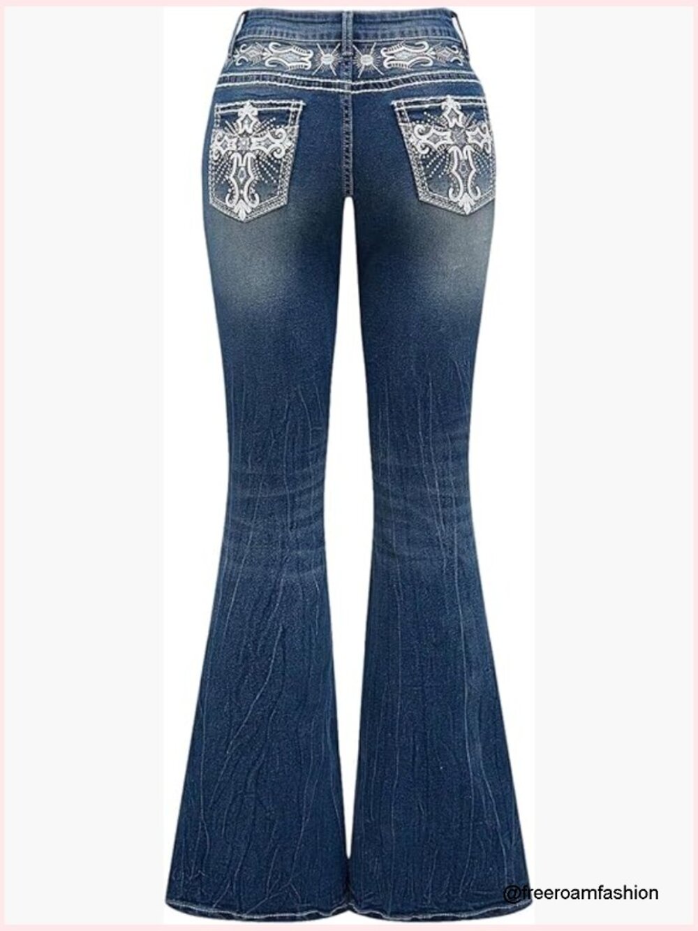 Women's Stretch Flare Denim Jeans With Embroidery Y2k Style